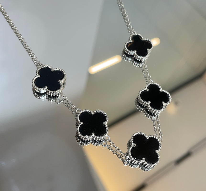 925 Silver Black Colour Van Cleef Inspired Pendant