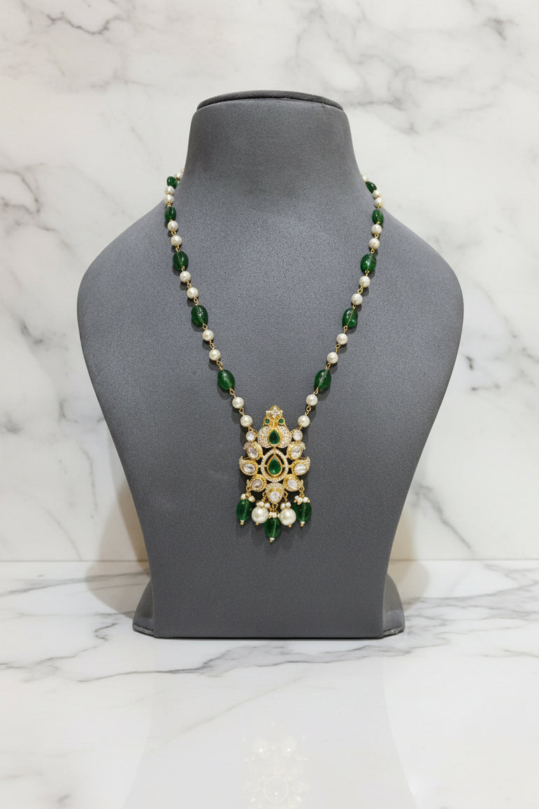 Emerald Crest Moissanite Polki Pendant