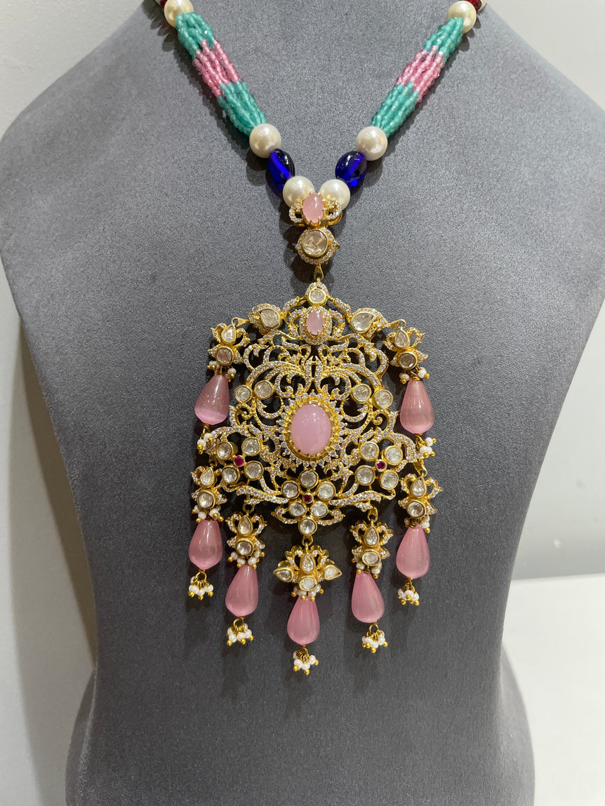 925 Silver Rose Rajwada Polki Haar