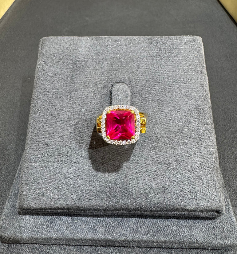 925 Silver Ruby & Emerald Reversible Ring