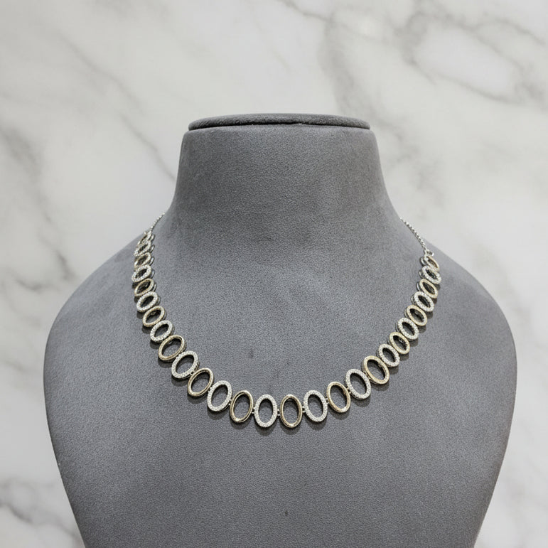 Modern Halo Oval Link Diamond Set