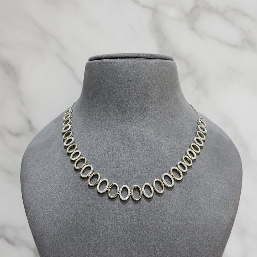 Modern Halo Oval Link Diamond Set