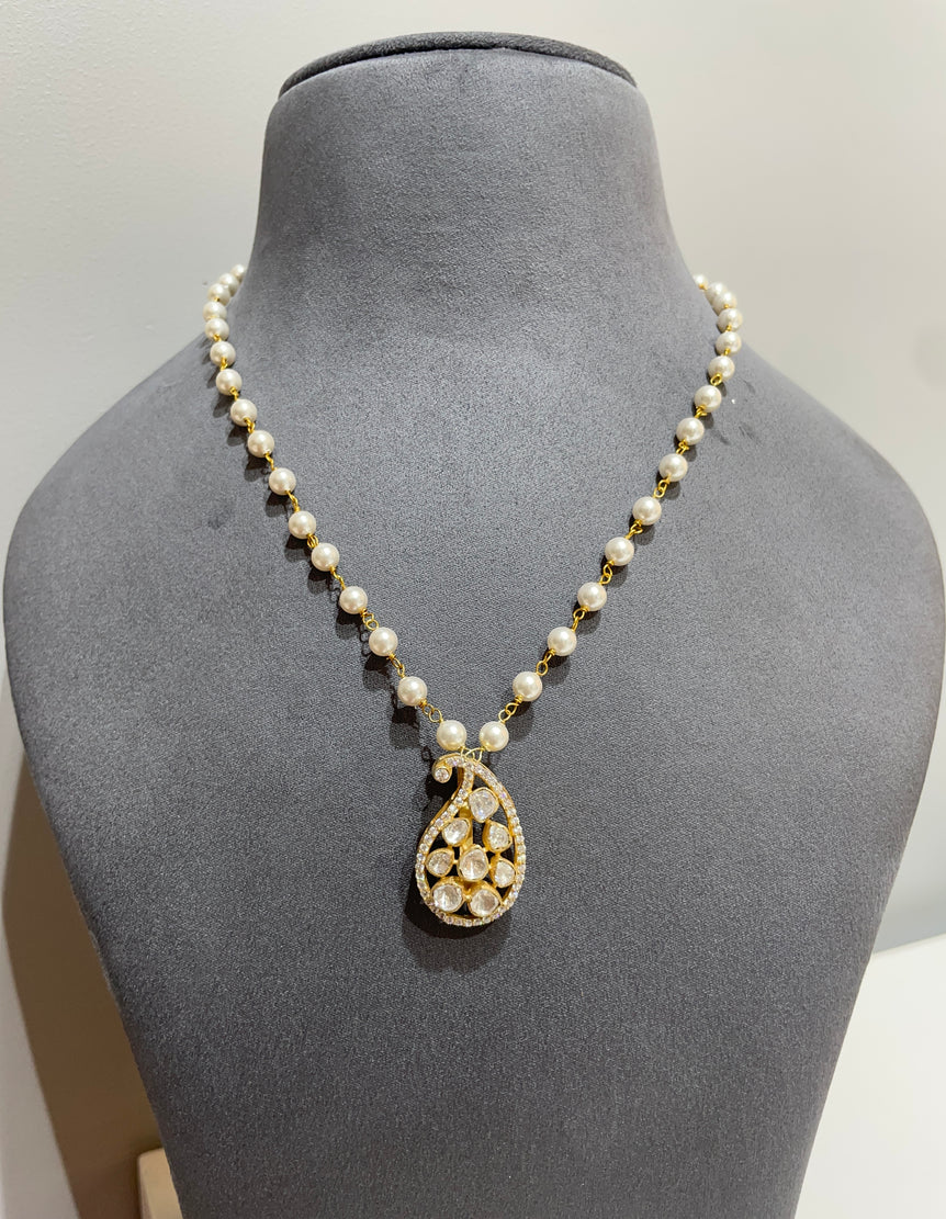925 Silver Traditional Polki Pendant