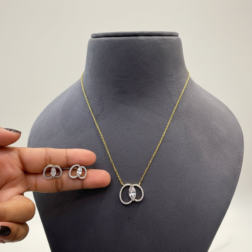 Intertwined Infinity Halo Diamond Pendant Set