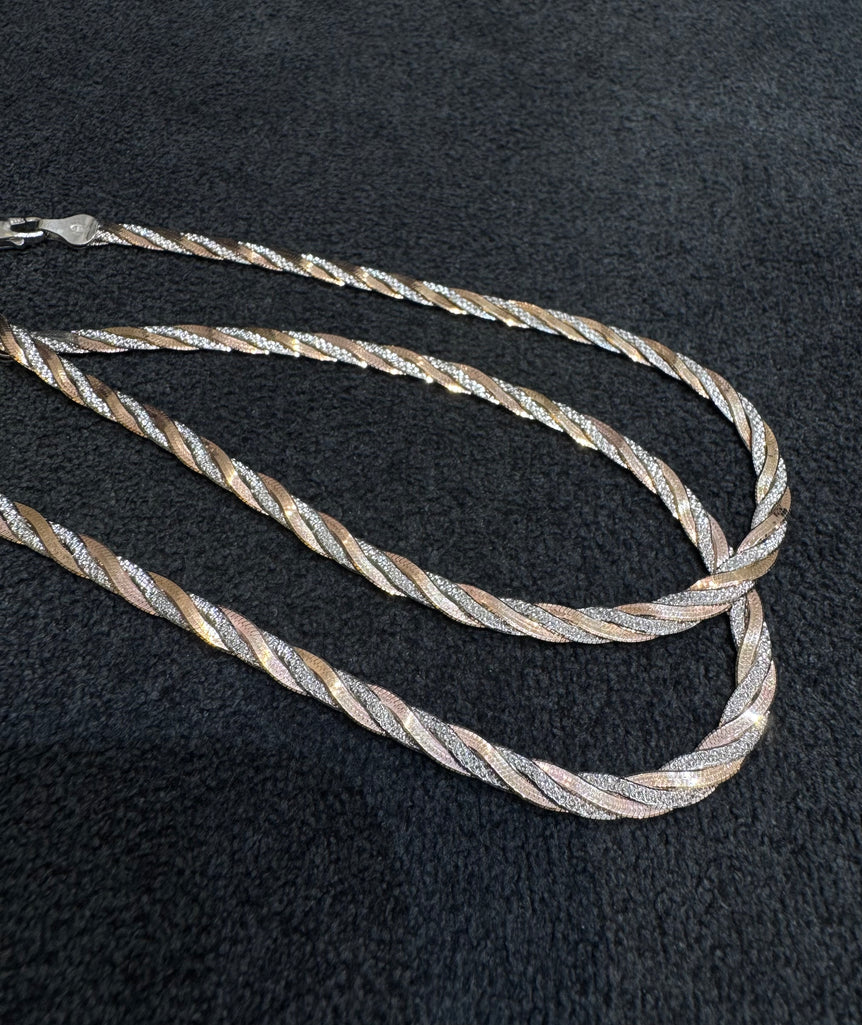 Dual-Tone Braided Silver Anklet Pair