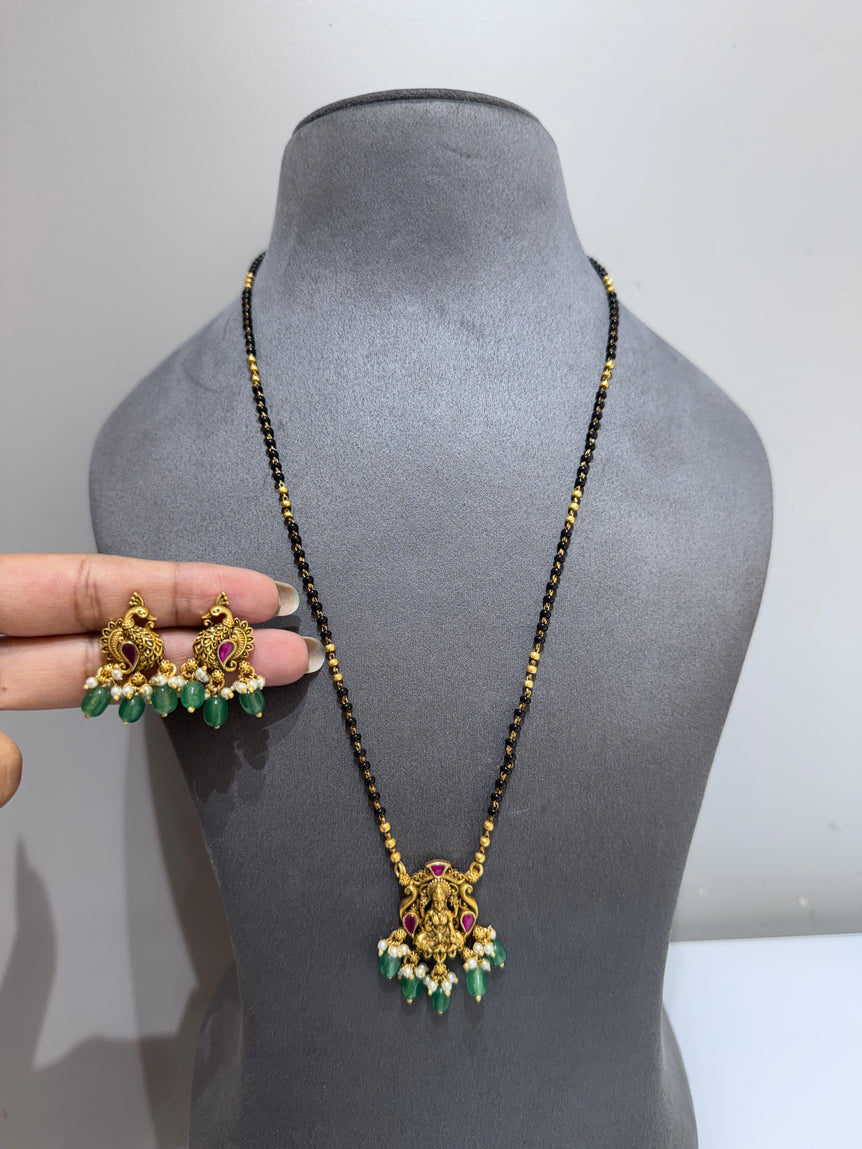 Heritage Temple Collection Lakshmi & Peacock Mangalsutra Pendant Set