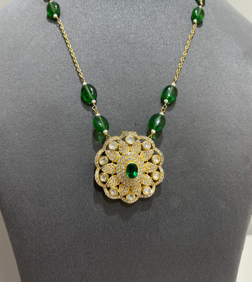 925 Silver Traditional Polki Pendant