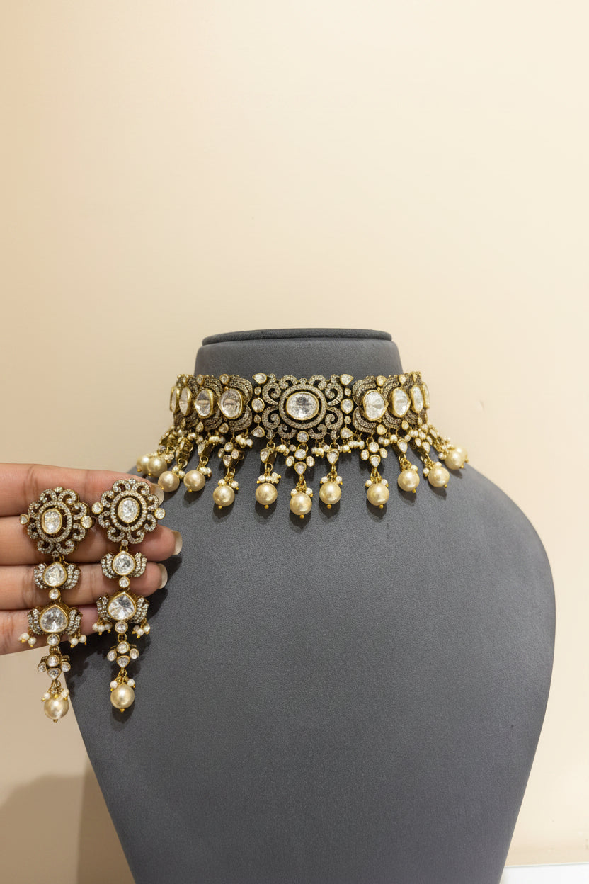 Royal Filigree Kundan Pearl Choker