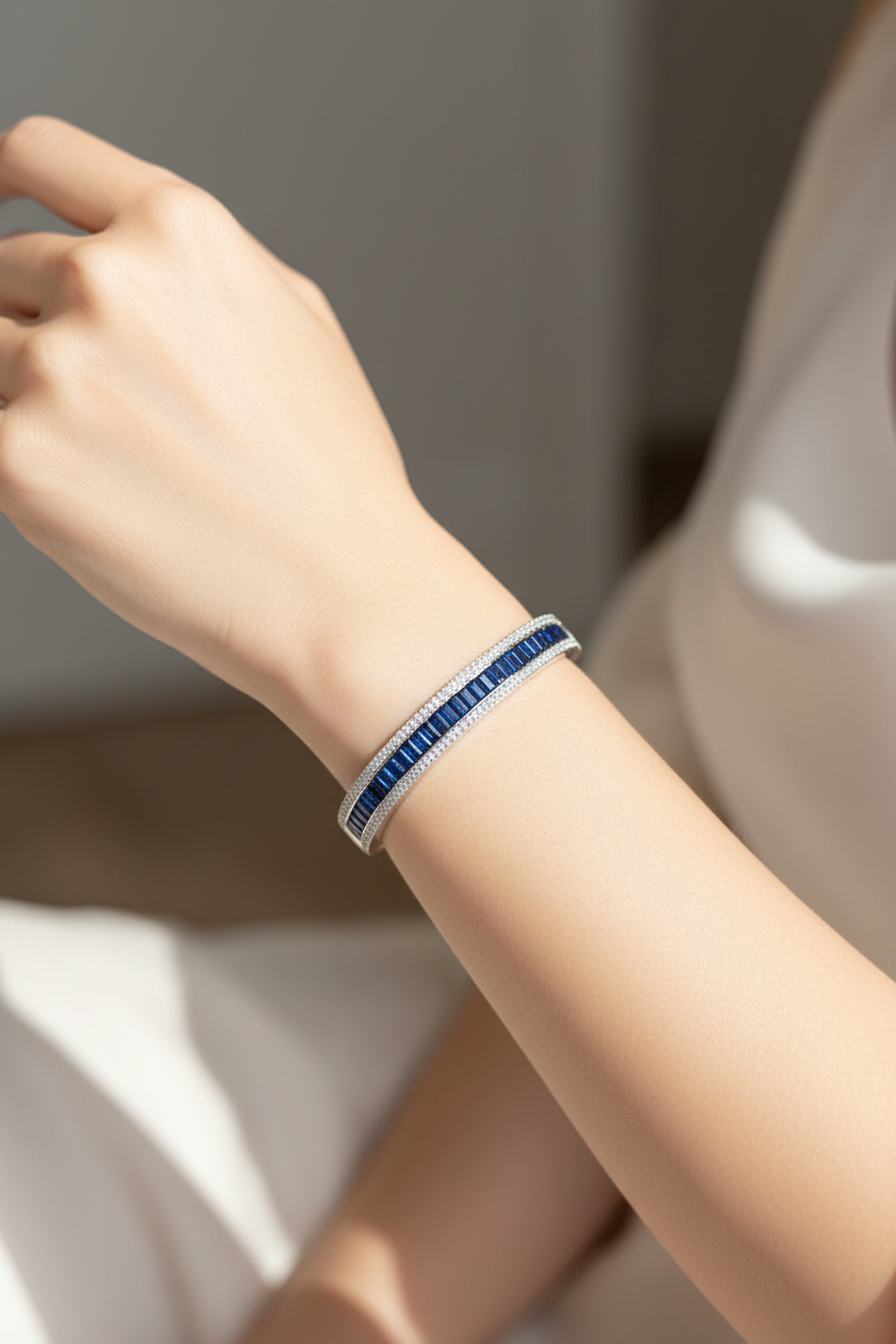 Blue Stone Diamond Look Bracelet