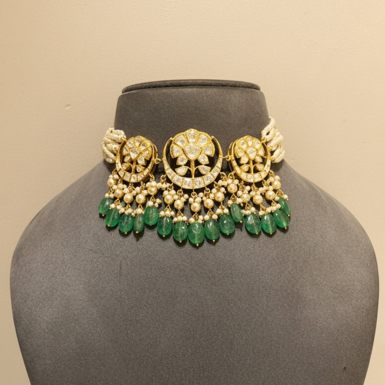 Royal Crescent Motif Polki Choker