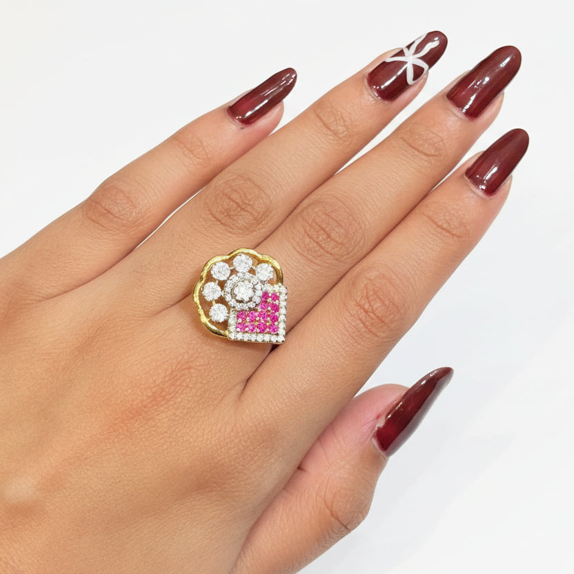 Contrast Petal Fusion Moissanite Diamond Ring