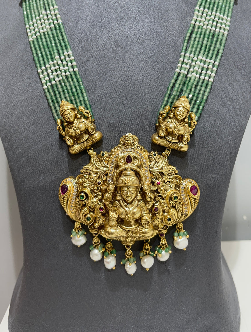 925 Silver Lakshmi Tejas Antique Gold Look Necklace Set