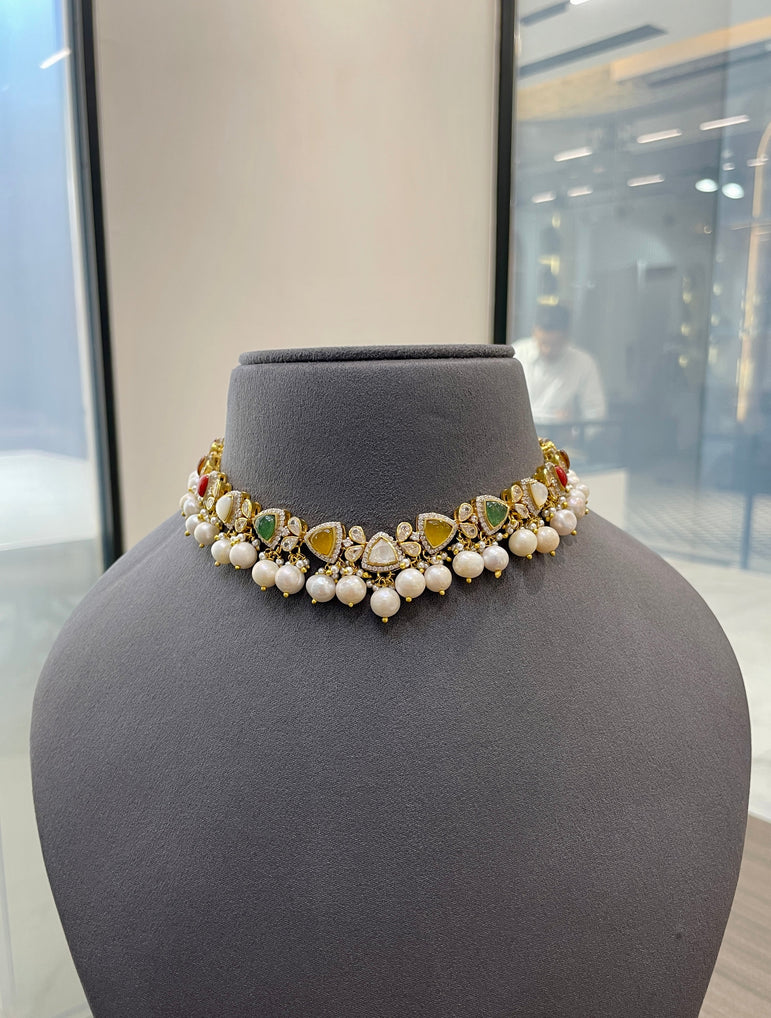 925 Silver Ethereal Nine Polki Choker Set