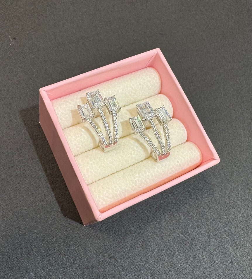 925 Silver Diamond Look Earrings