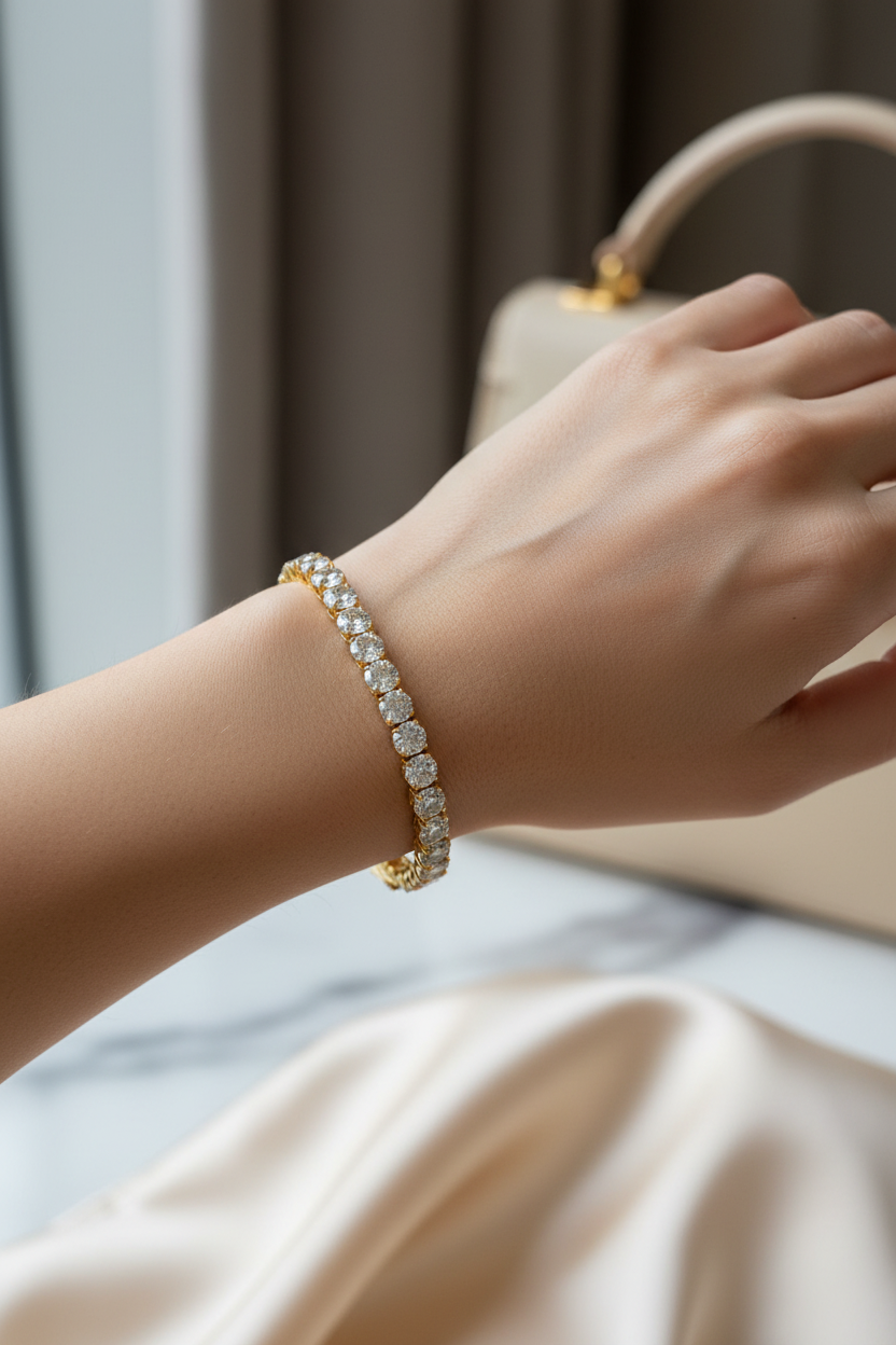 Brilliant Round-Cut Eternity Diamond Tennis Bracelet