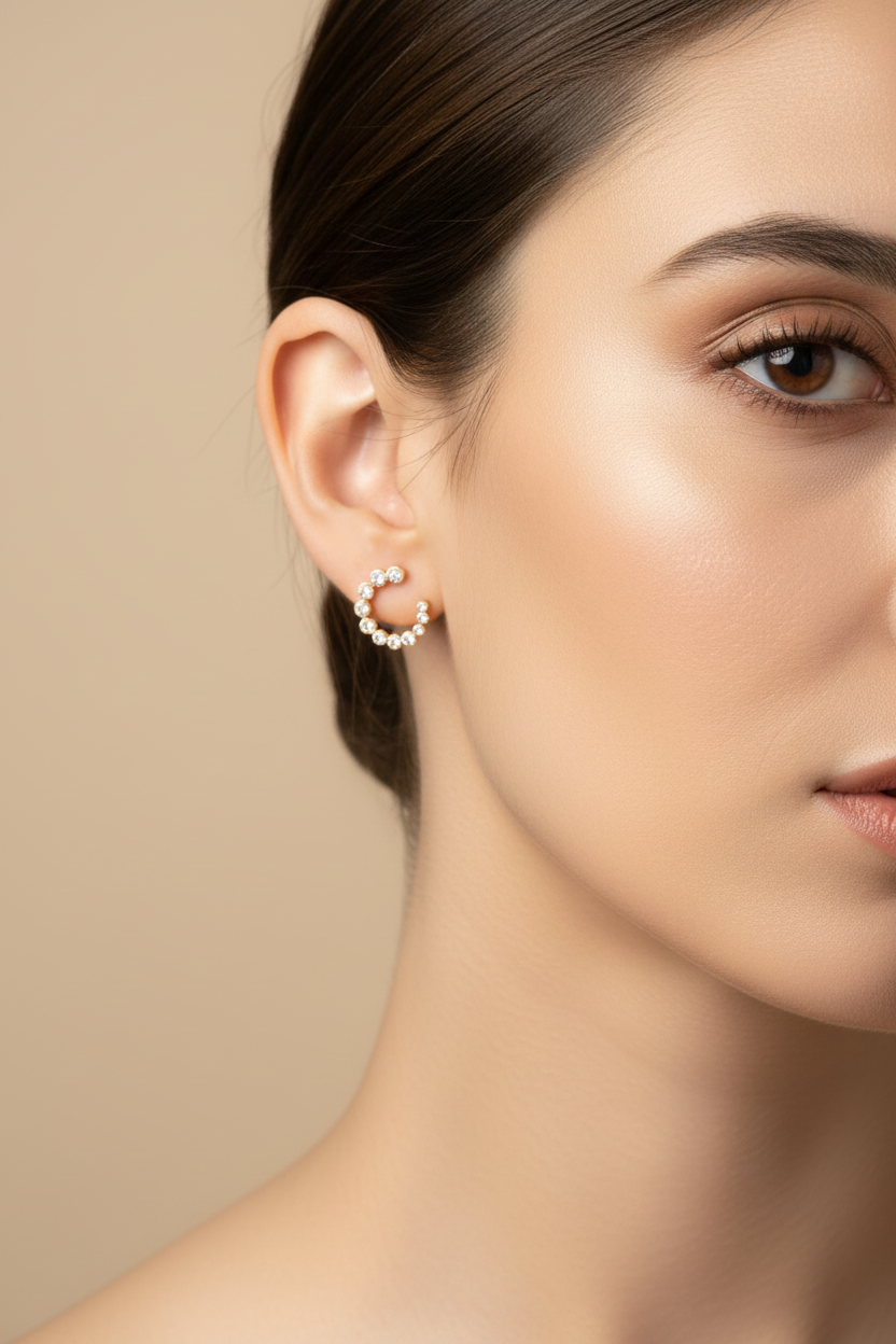 Designer Inspired Interlocking C Crystal Stud Earrings