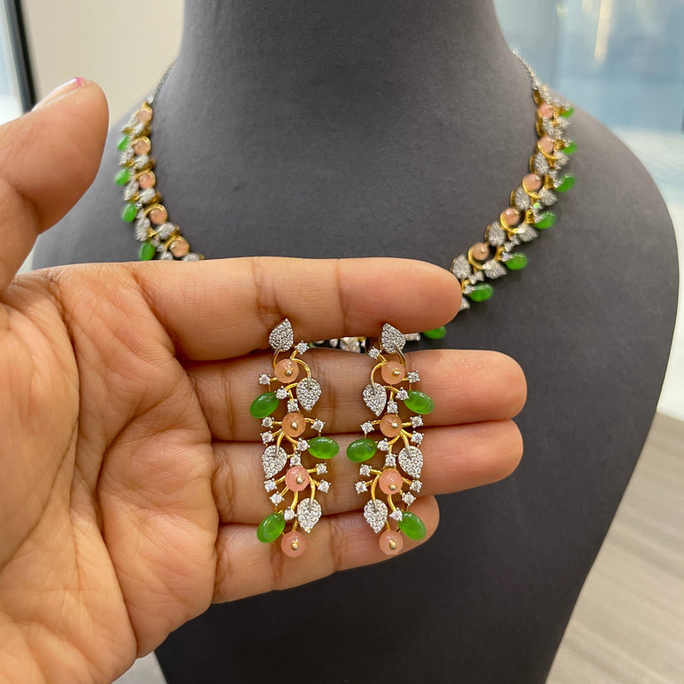 Blossom Emerald & Diamond Necklace Set