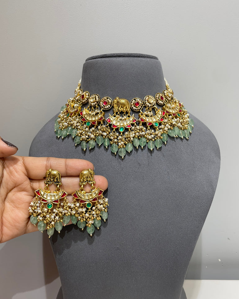 Antique Gaja-Heritage Polki Choker