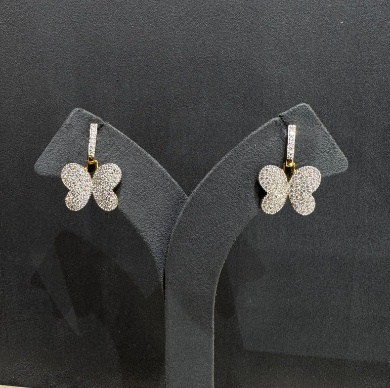 925 Silver Butterfly Drop Diamond Look Earrings