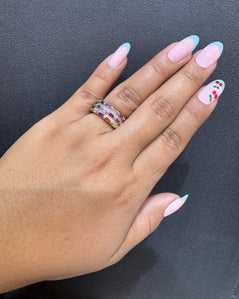 Colourful Diamond Look Band Ring