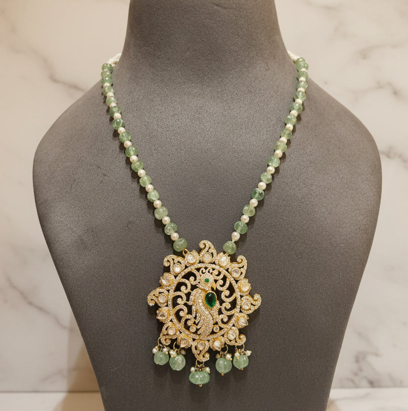 Luxe Peacock MoissaniteDiamond Medallion Set