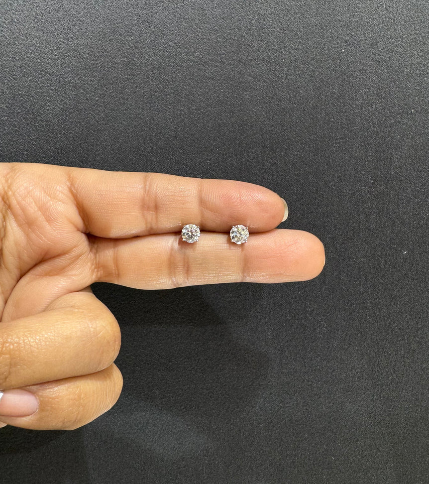 925 Silver Round Moissanite Diamond Studs