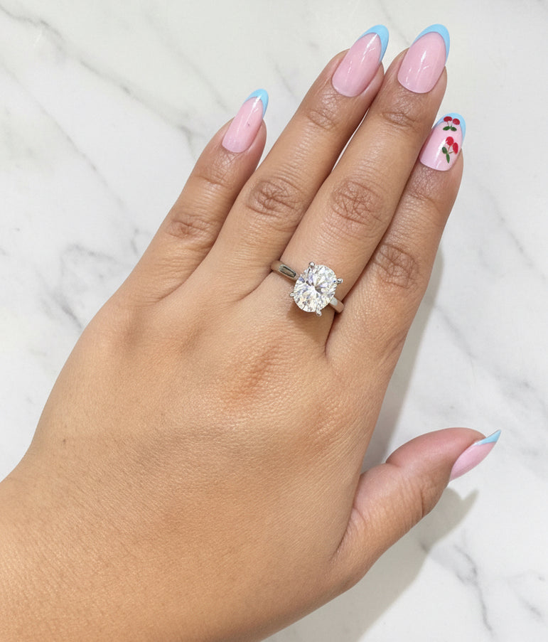 Oval Moissanite Diamond Solitaire Ring