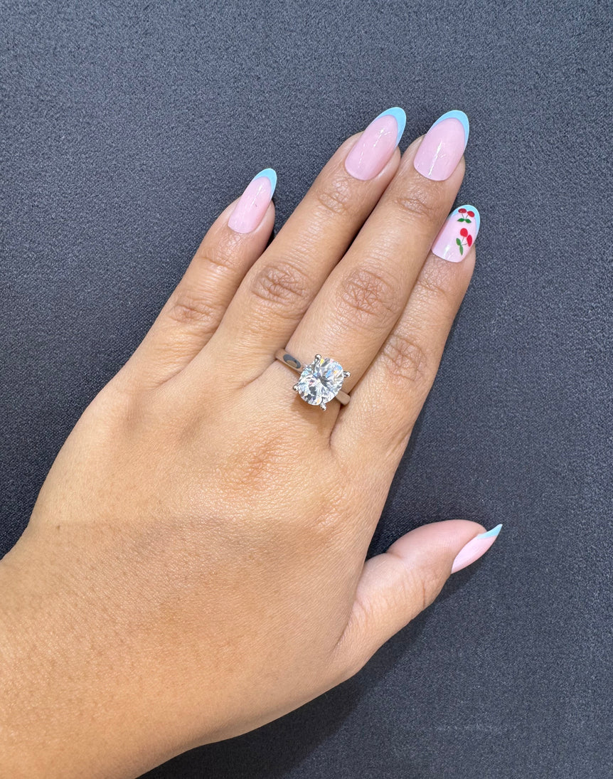 925 Silver Oval Moissanite Diamond Solitaire Ring