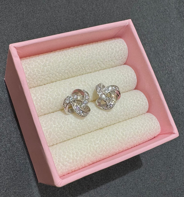 925 Silver Spiral Diamond Look Studs