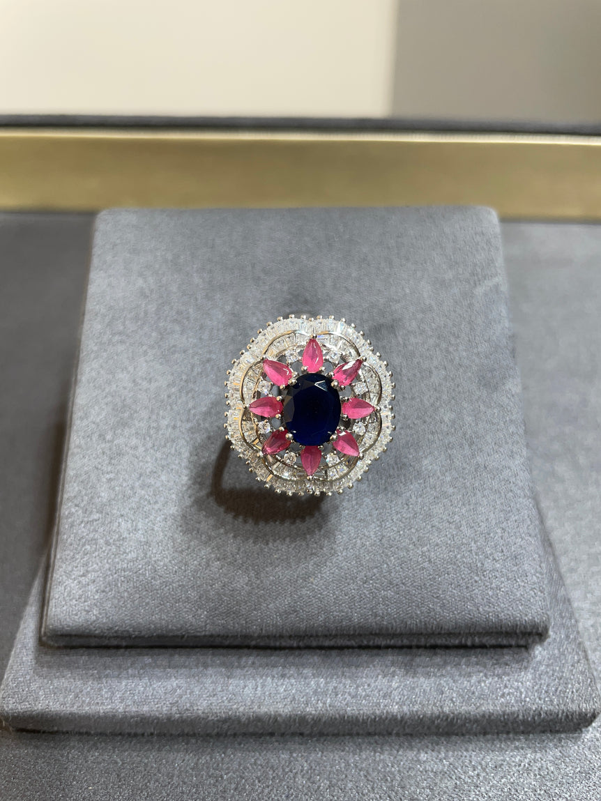 925 Silver Sapphire Cocktail Ring
