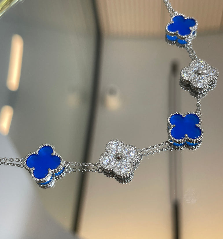 925 Silver Blue Colour Van Cleef Inspired Pendant