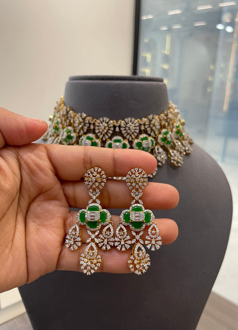 Heavy silver diamond set