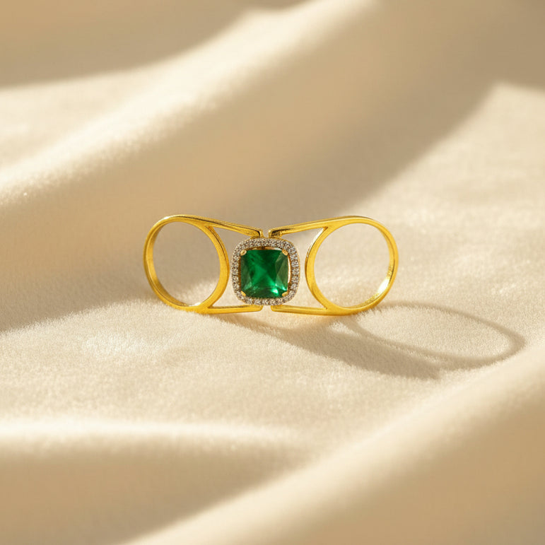 pink & Emerald Reversible Diamond Ring