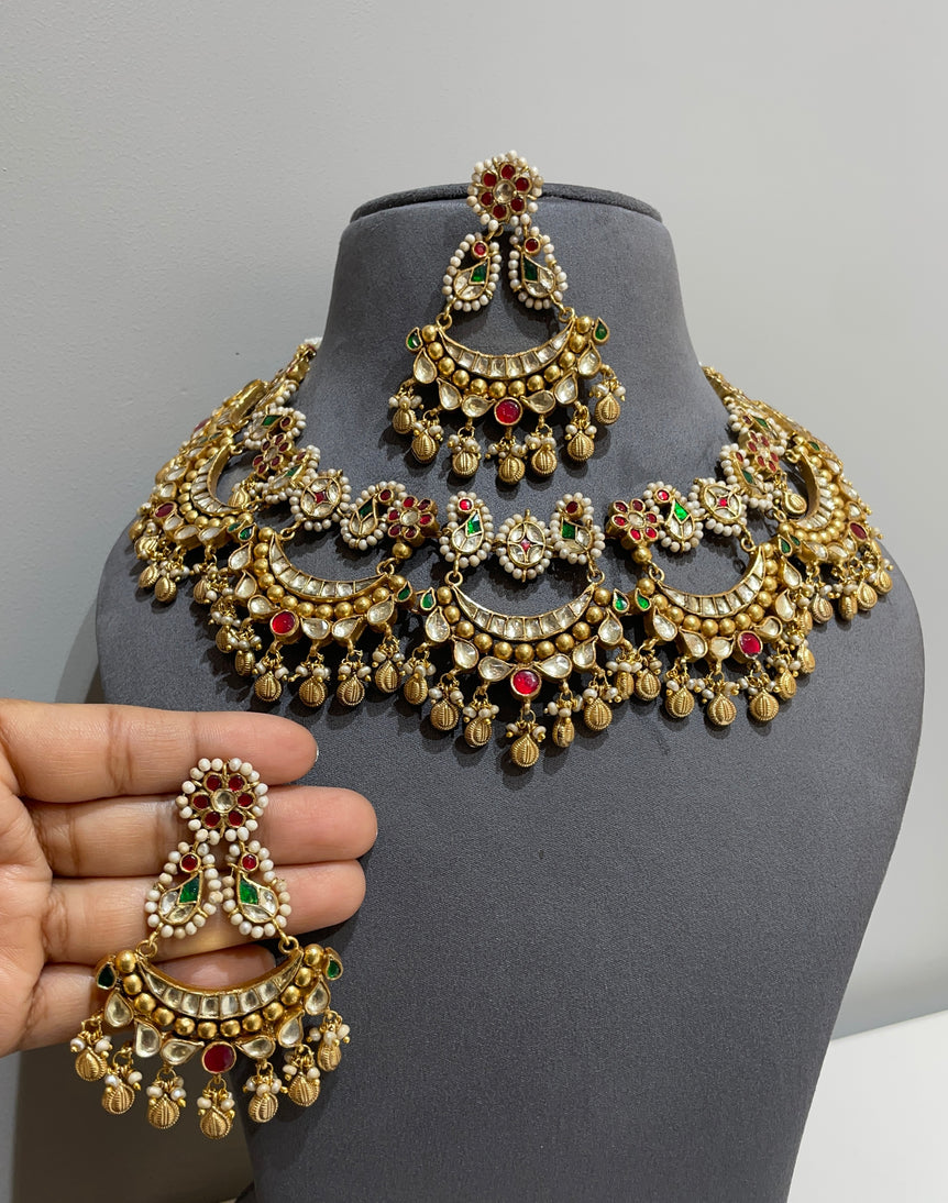 925 Silver Chandralika Real Gold Look Bridal Set