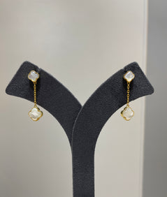 Mother of Pearl Clover Drop Earrings