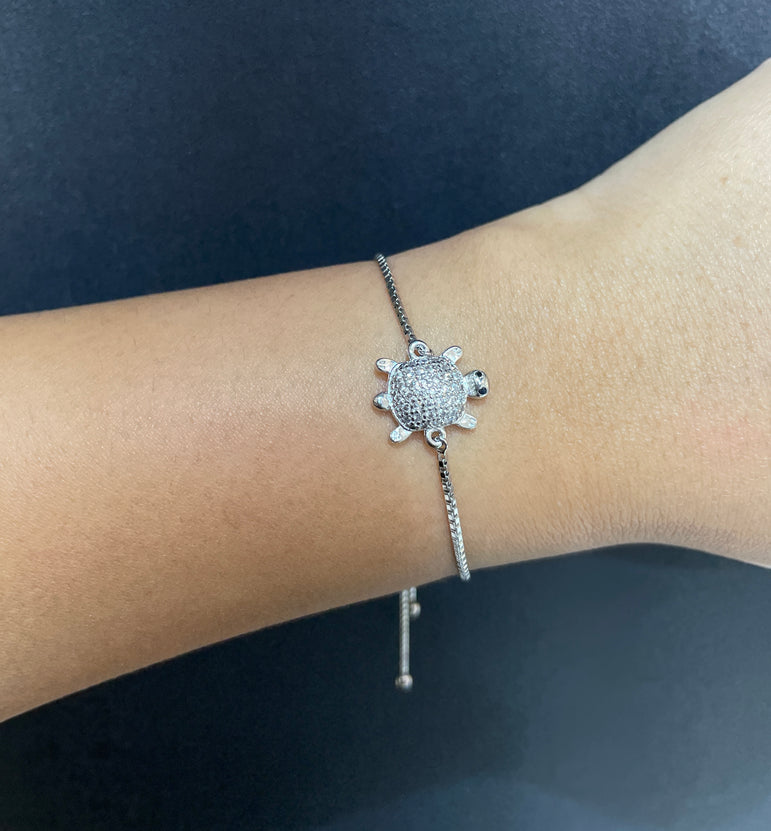 TORTOISE PURE SILVER BRACELET - ADJUSTABLE