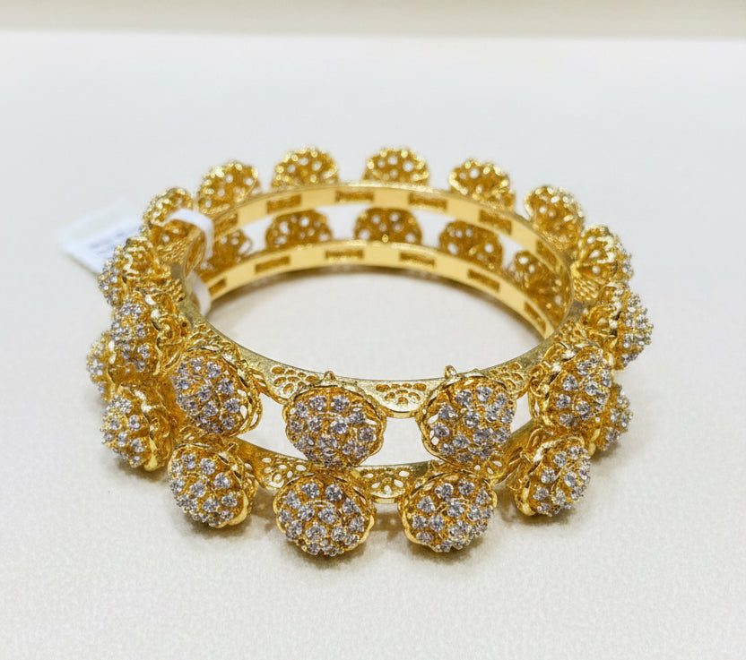 Floral Cluster Medallion Moissanite Diamond Look Bangles