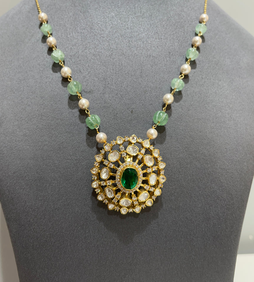925 Silver Traditional Polki Pendant