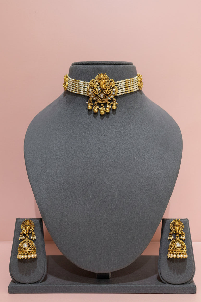 Ganesh Prabha Antique Gold Look Choker