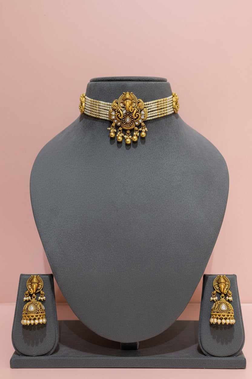 Ganesh Prabha Antique Gold Look Choker