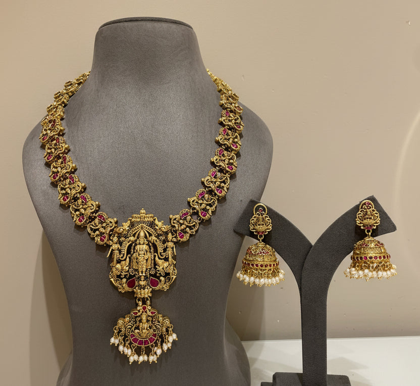 Royal Antique Gold Lord Balaji Nakshi Long Set