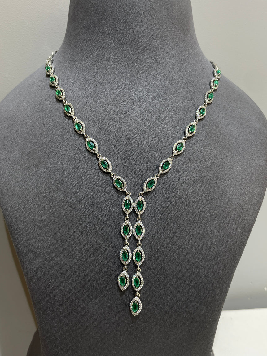 925 Silver Green Diamond Necklace