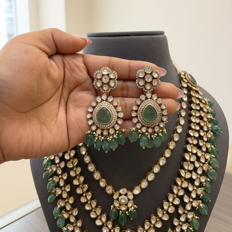 Emerald & Polki Multi-Layered Haar Set