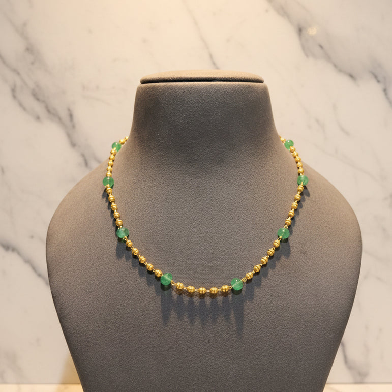 Golden Verdant: 925 Silver & Green Stone Mala
