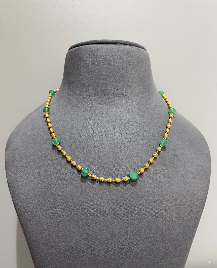 925 Silver Green Beads Mala