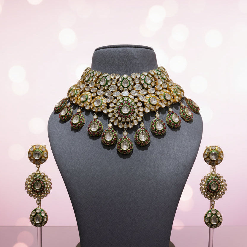 Regal Moissanite Polki Grandeur Set