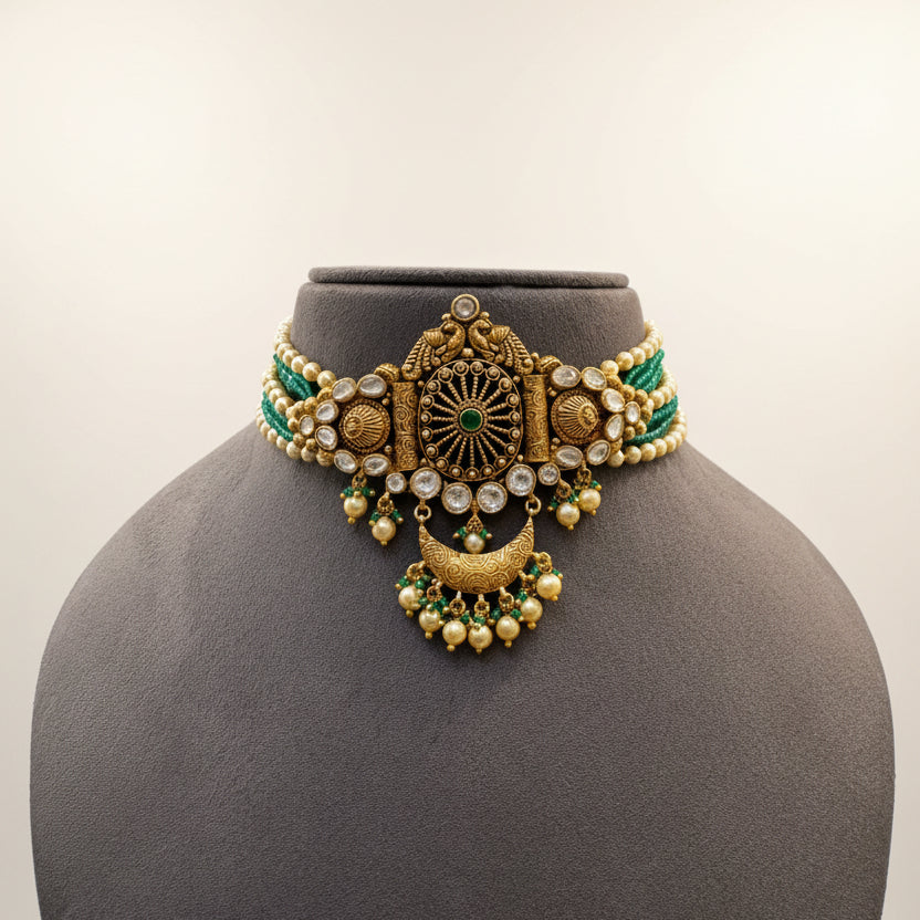 Heritage Peacock Medallion Choker