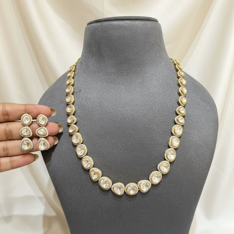 Graduated Moissanite Polki Single Strand Set