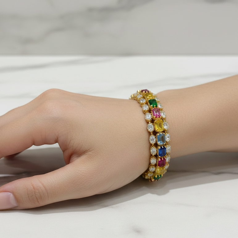 Multi Stone Polki Bangle