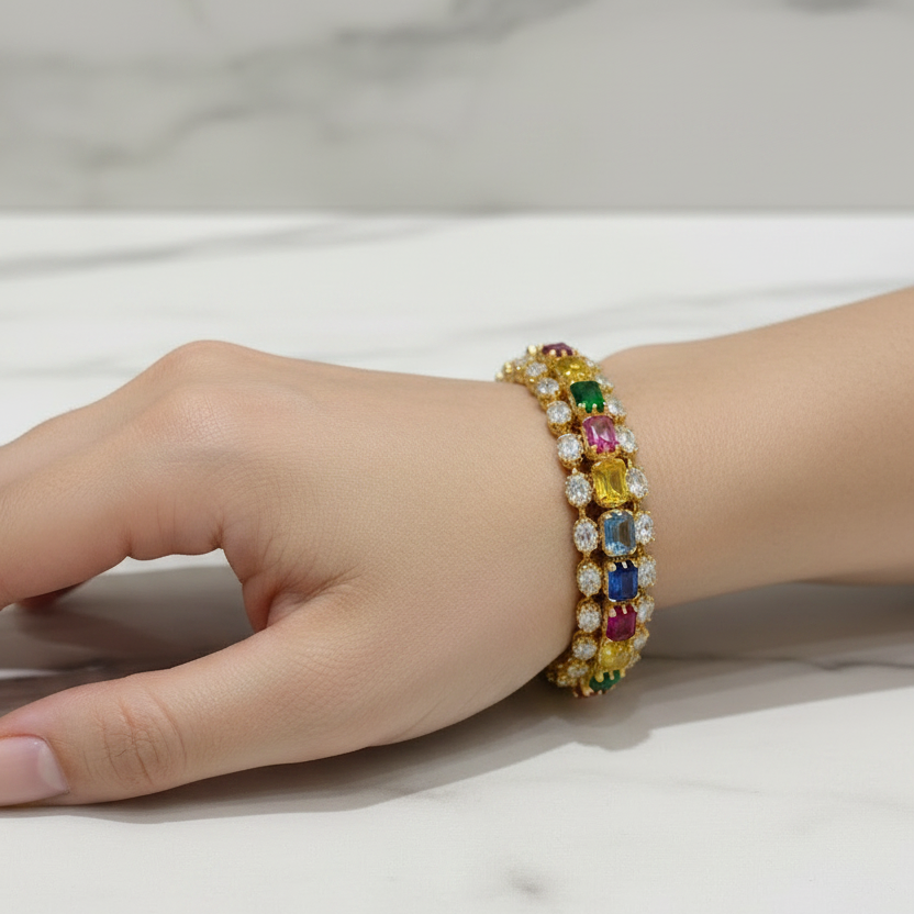 Multi Stone Polki Bangle